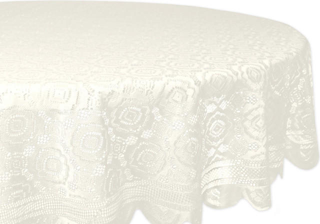 Dii Cream Vintage Polyester Lace Tablecloth 63 Round Traditional Tablecloths By Design Imports Houzz Dii Cream Vintage Polyester Lace, Round Cream Tablecloth
