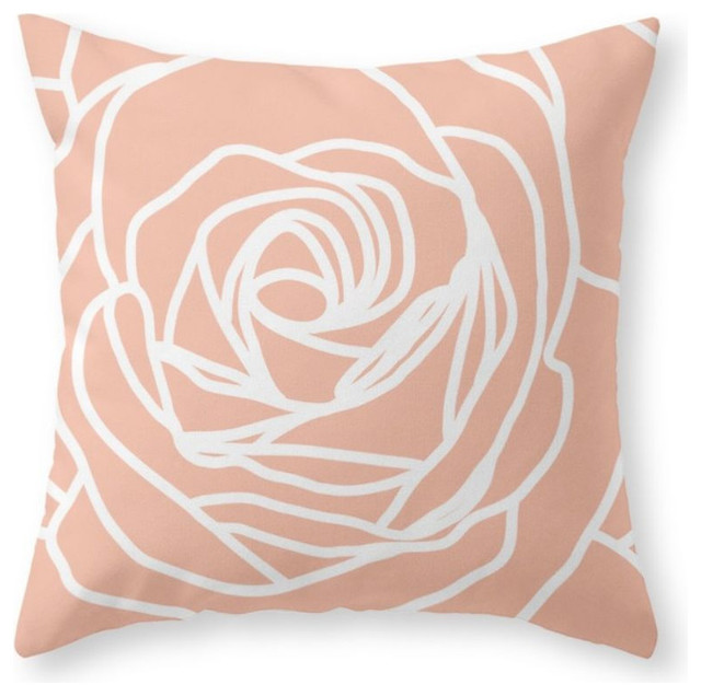 Peach Rose Throw Pillow Contemporary Decorative Pillows by Society6
