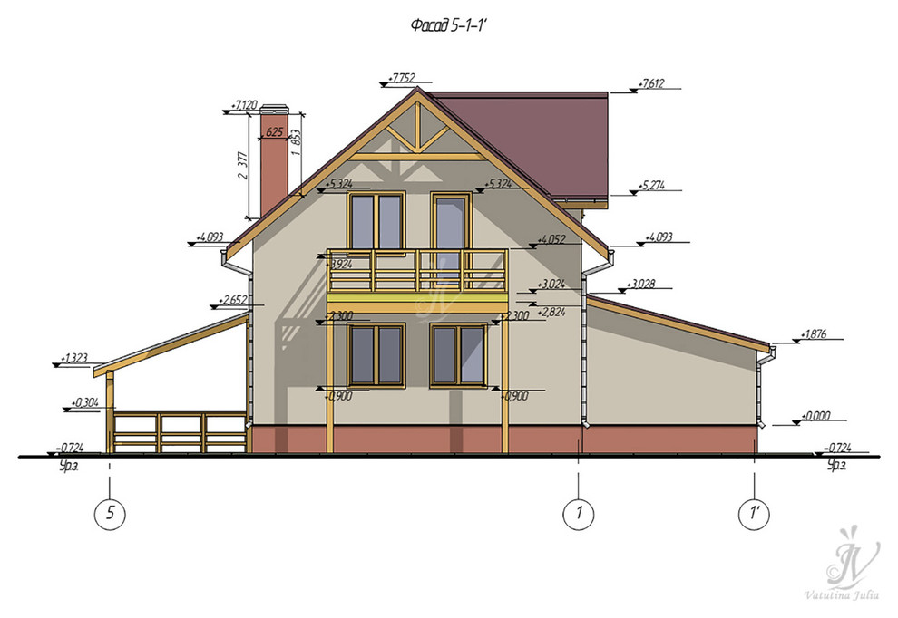 Эскизный проект индивидуального двухэтажного жилого дома в г. Кострома