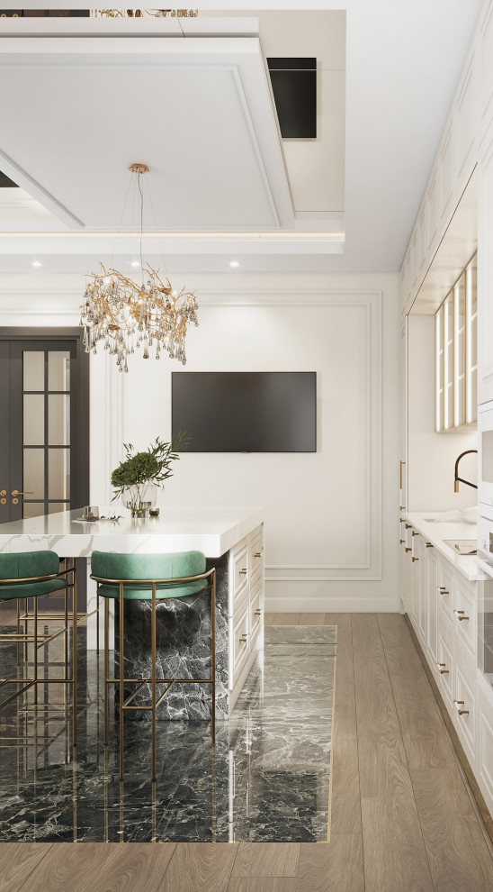 Кухня и отдельная столовая в коттедже