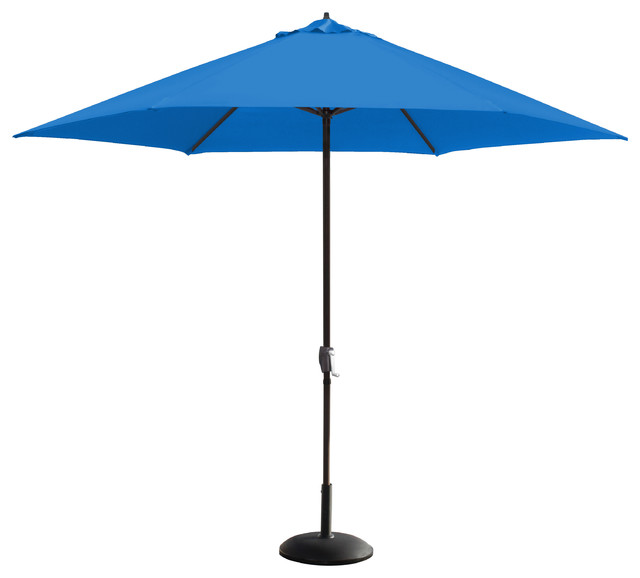 11' Aluminum Market Umbrella, Crank Open, No Tilt, Polyester, Pacific Blue