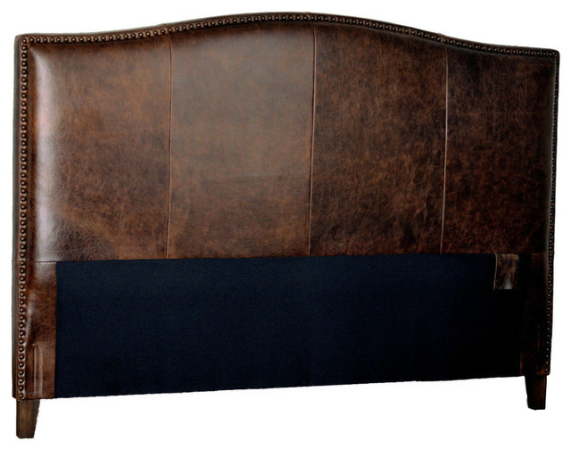 Antique Headboards Houzz Leather Headboard With Distressed Nailheads Antique Brown King