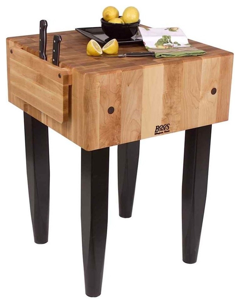 24" Kitchen Butcher Block, Barn Red Contemporary Kitchen Islands And Kitchen Carts by