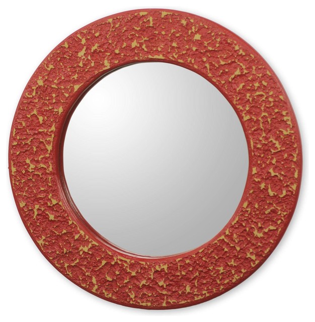 Novica Cape Coast Crimson Wall Mirror Farmhouse Wall Mirrors by