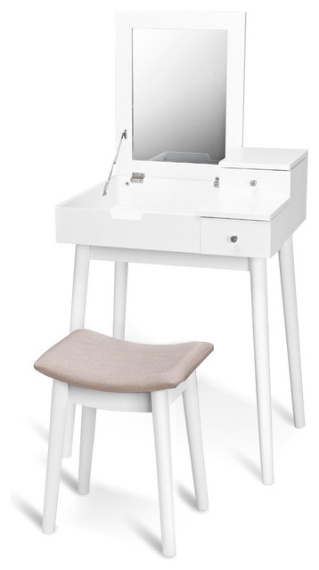 white wooden dressing table