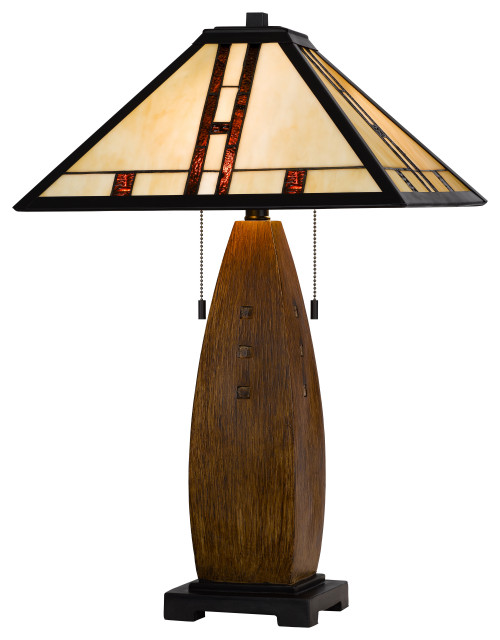 3106 Tiffany 2 Light Table Lamp, Oak