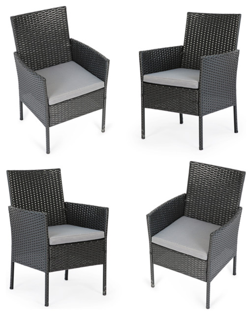 Set of 4 Patio Chairs, Outdoor Wicker Dining Chairs with Removable