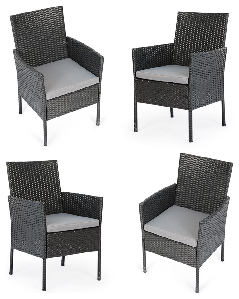 Set of 4 Patio Chairs, Outdoor Wicker Dining Chairs with Removable