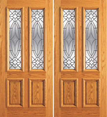 Double Door, Mahogany Twin Lite Exterior, Insulated Beveled Glass