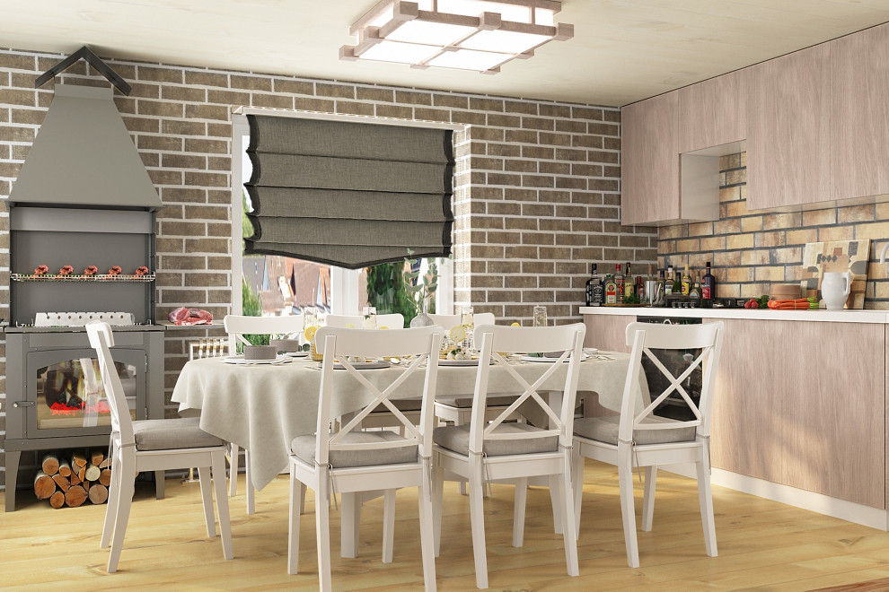 Дизайн-проект кухни гостиной с гриль - барбекю