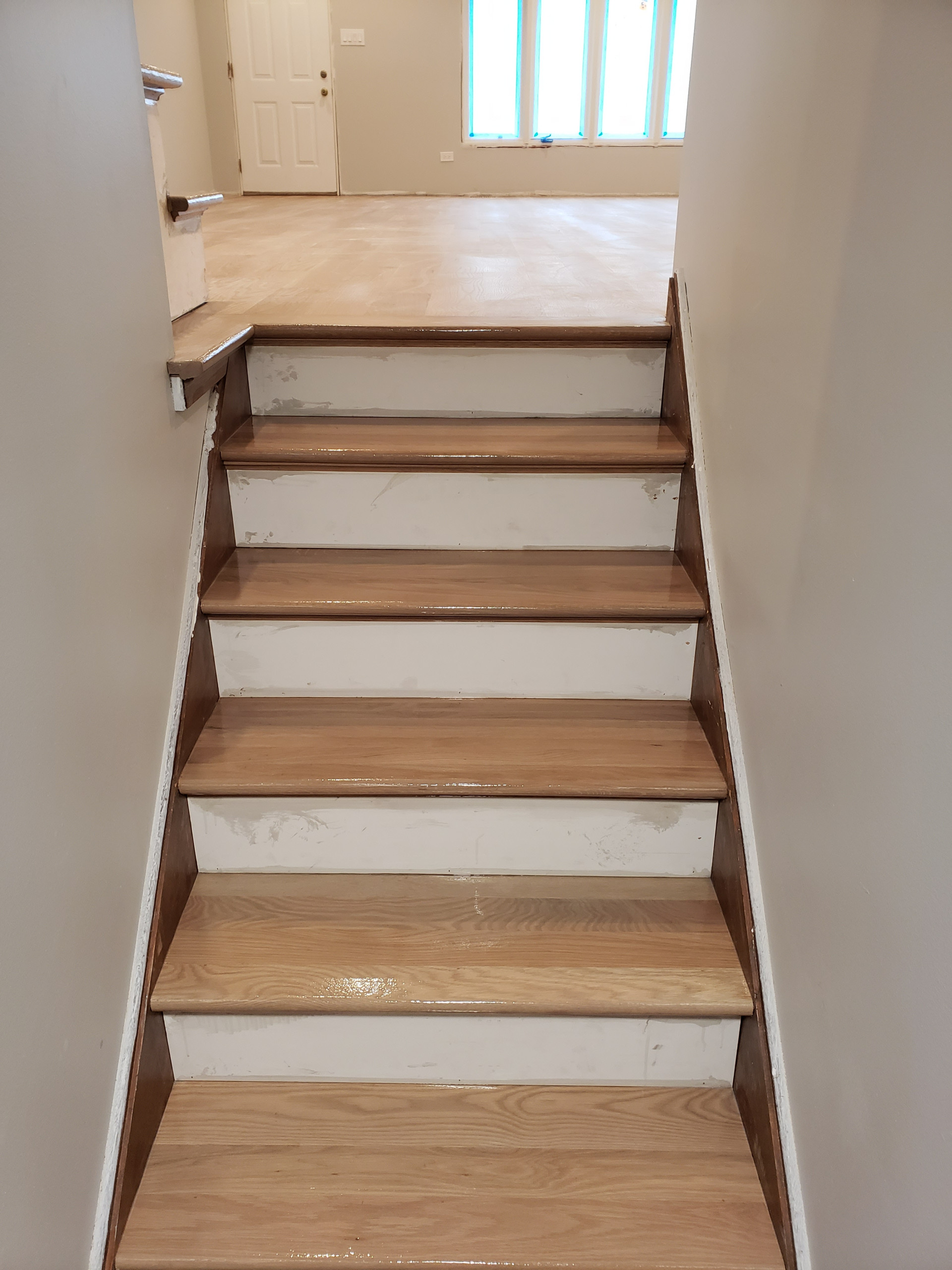 Downers Grove,new install 5 inch white oak ,Silvered Gray stain ,Bona Traffic HD
