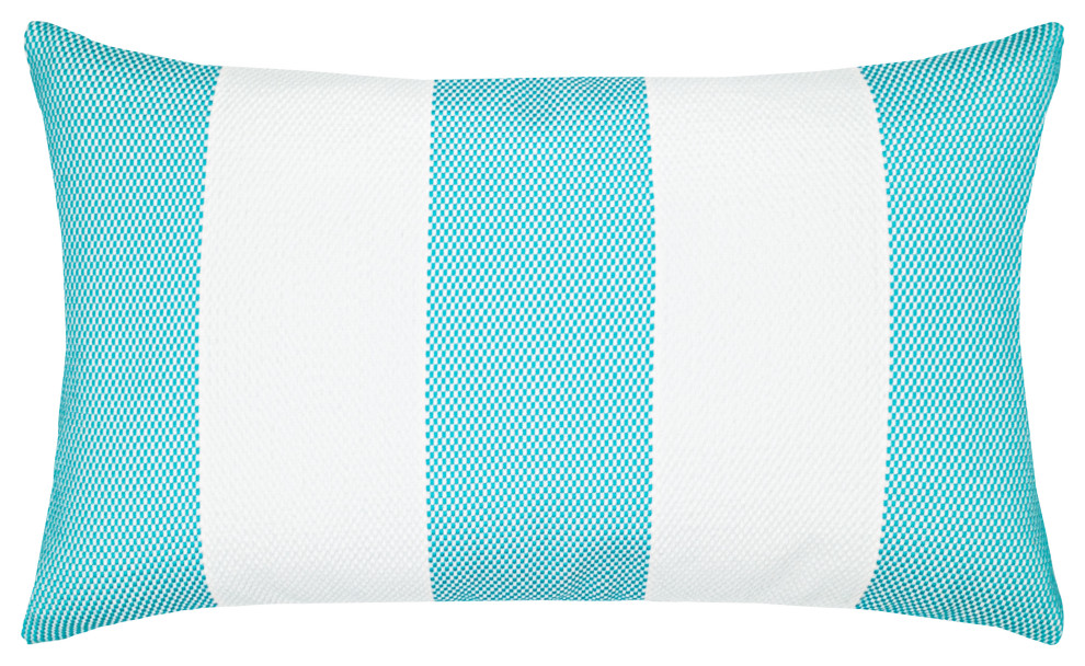 Cabana Aqua Lumbar Sunbrella Pillow, 12"x20"
