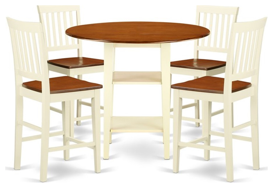 Atlin Designs 5piece Wood Counter Height Set in Cherry