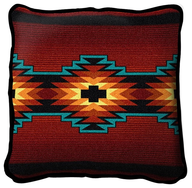 Southwest Geometric Deep Red Pillow