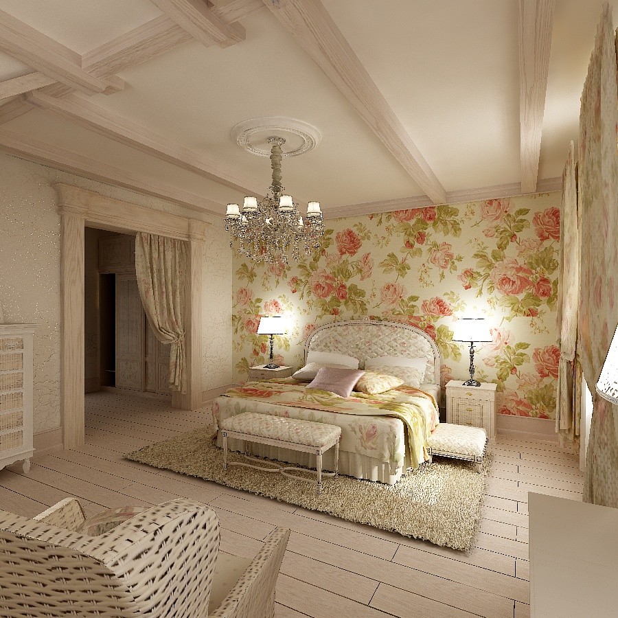Дизайн-проект спальни в стиле "Шале"