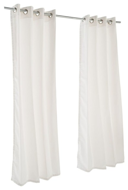 Snow Sheer Sunbrella Outdoor Single Panel Curtain With Tabs