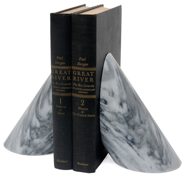 Coronet Marble Bookends, 2-Piece Set, Cloud Gray