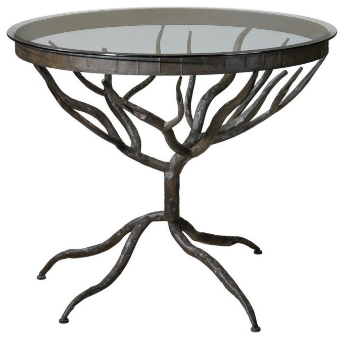 Uttermost Esher Glass Accent Table in Bronze