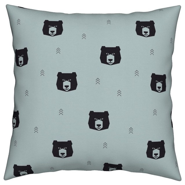 Geometric Bears Geo Bears Bears Black Bear Throw Pillow