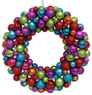Shatterproof Ornament Wreath, Multi Color - Modern - Wreaths And ...