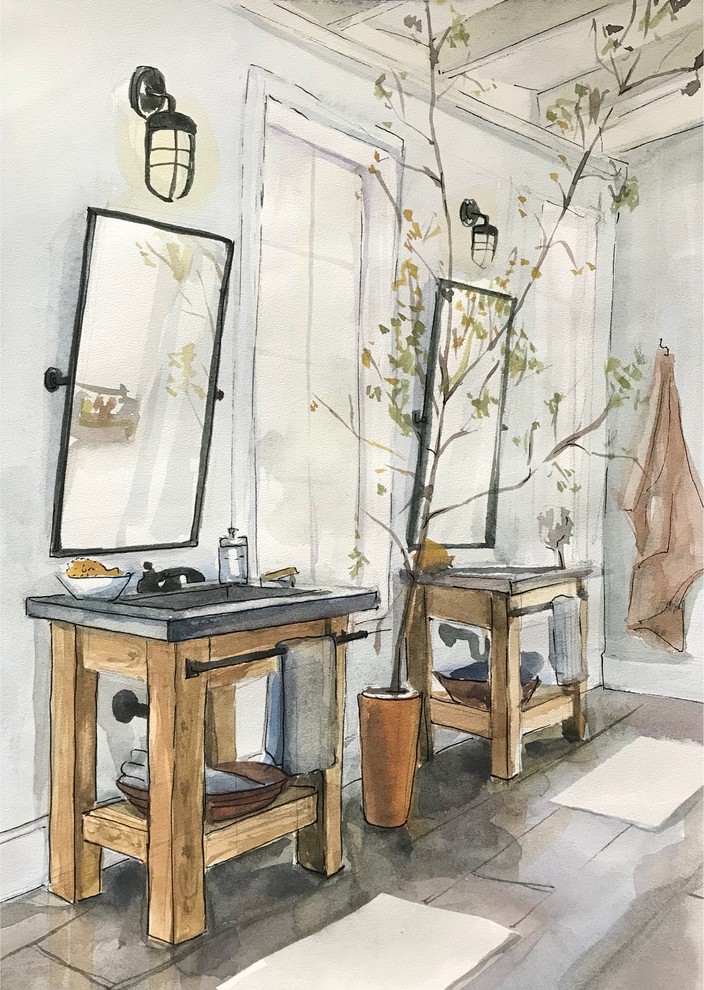 Акварельные зарисовки интерьеров