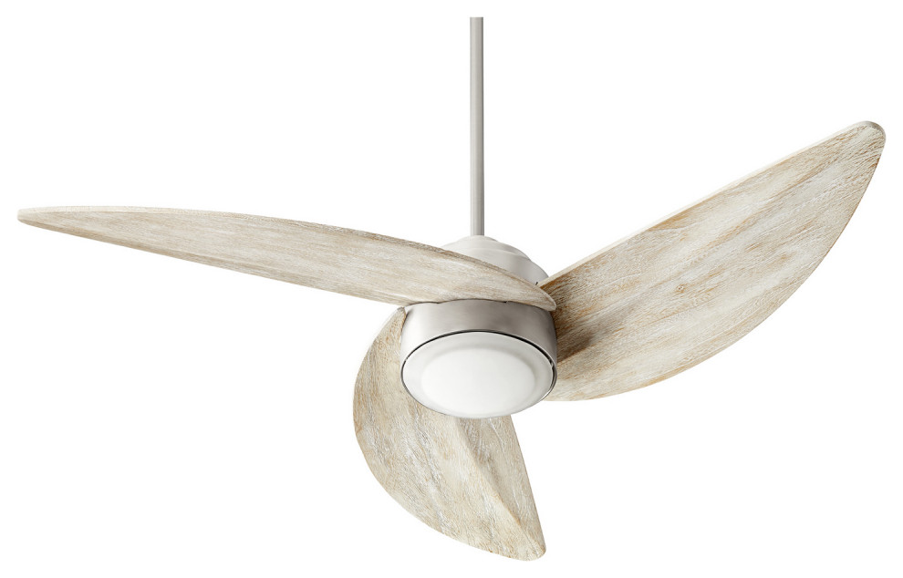 QuorTrinity, 52" 3 Blade Ceiling Fan with Light Kit, Brushed Nickel/Satin Nickel