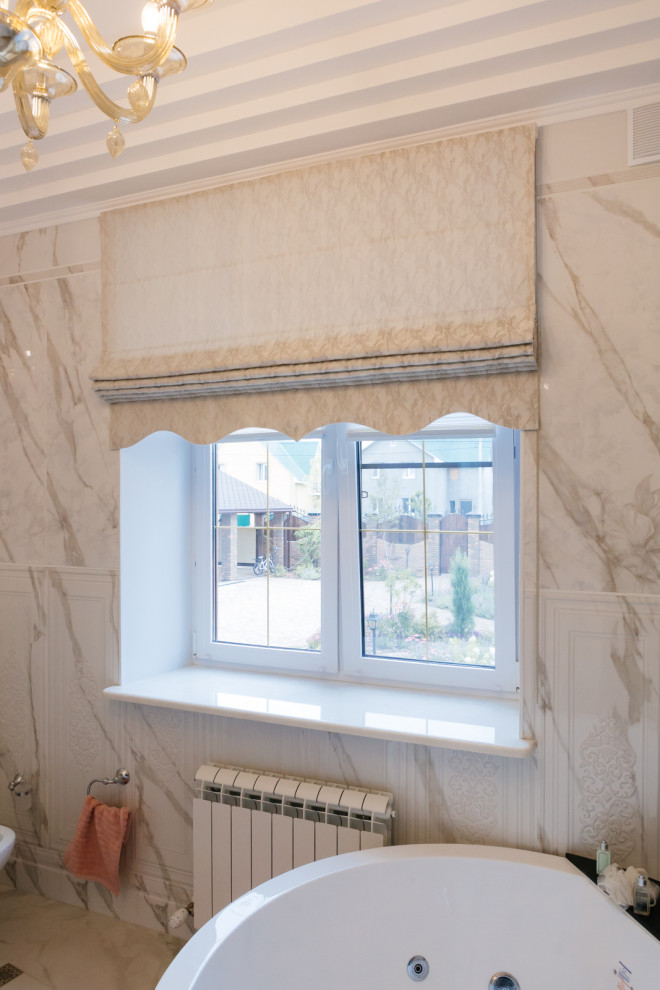 Римская штора для ванной комнаты "эффект мрамора"