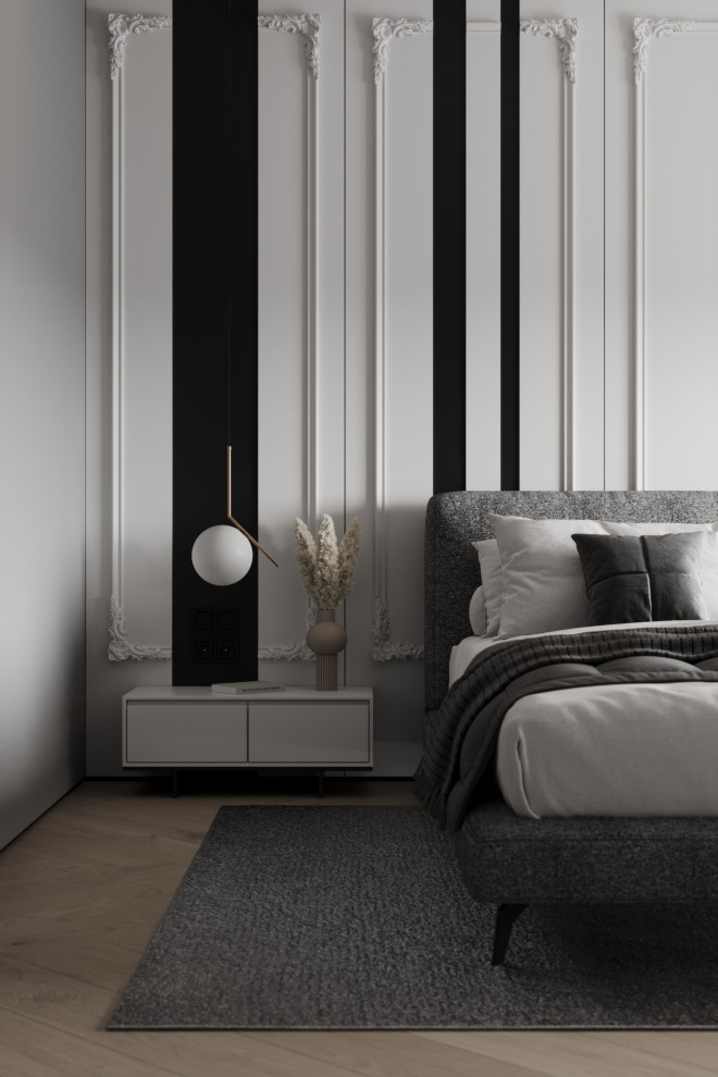 Монохромный интерьер с лёгкими элементами классики