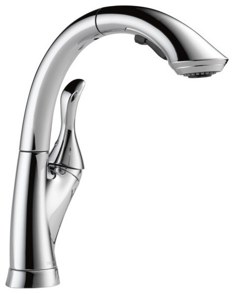 Delta Linden Single Handle Pull-Out Kitchen Faucet, Chrome, 4153-DST
