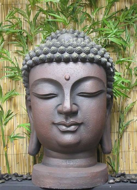 23" Buddha Head Outdoor Garden Statuary - Garden Statues And Yard Art