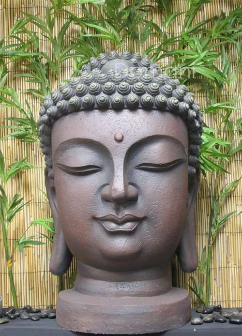 23" Buddha Head Outdoor Garden Statuary