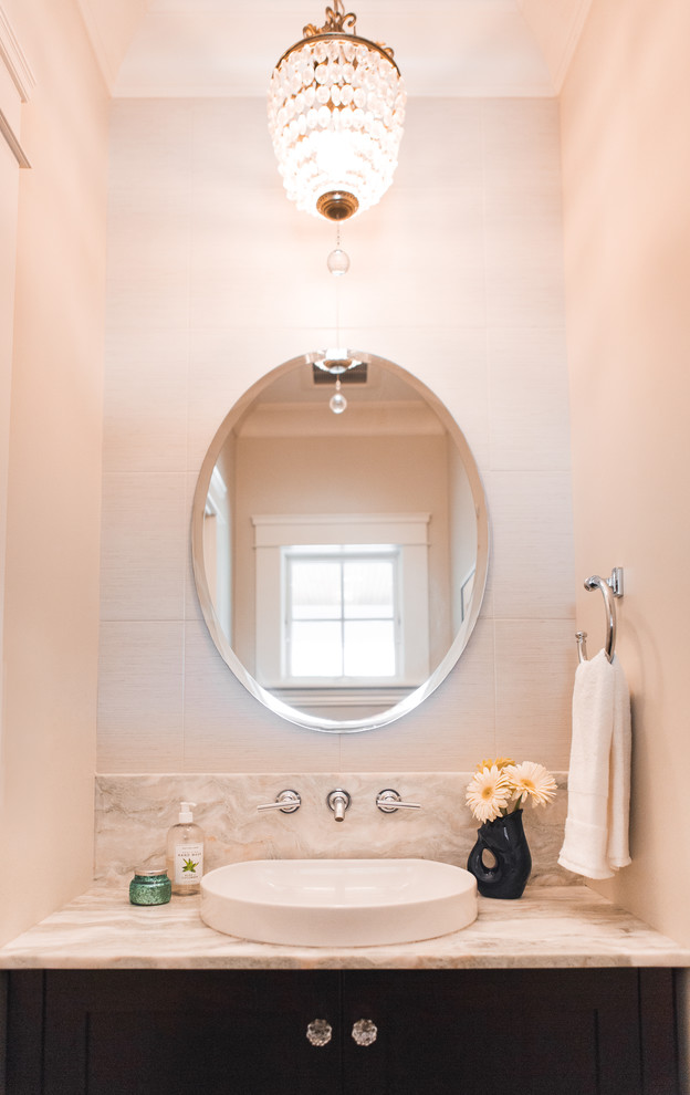 Example of a transitional home design design in Boston