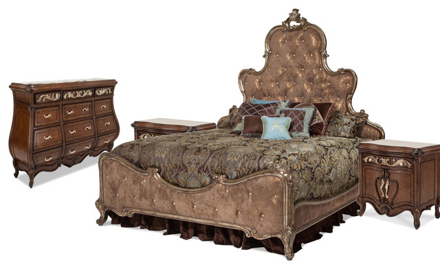 Aico Platine De Royale 4 Piece Bedroom Set Option 3 Eastern King