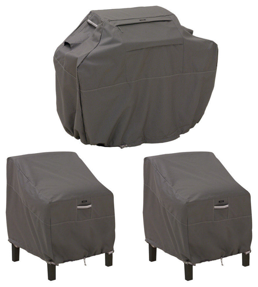 Grill Cover, Patio Lounge Chair Cover Bundle, Premium Covers Contemporary Slipcovers And