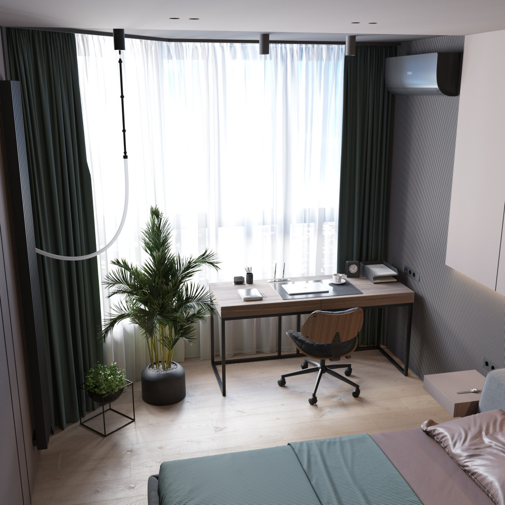 Стильная спальня с кабинетом