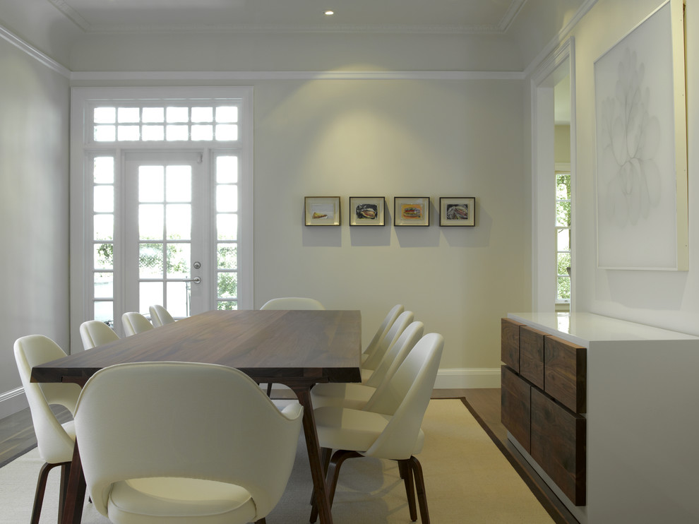 Photo of a contemporary separate dining room in San Francisco with beige walls.