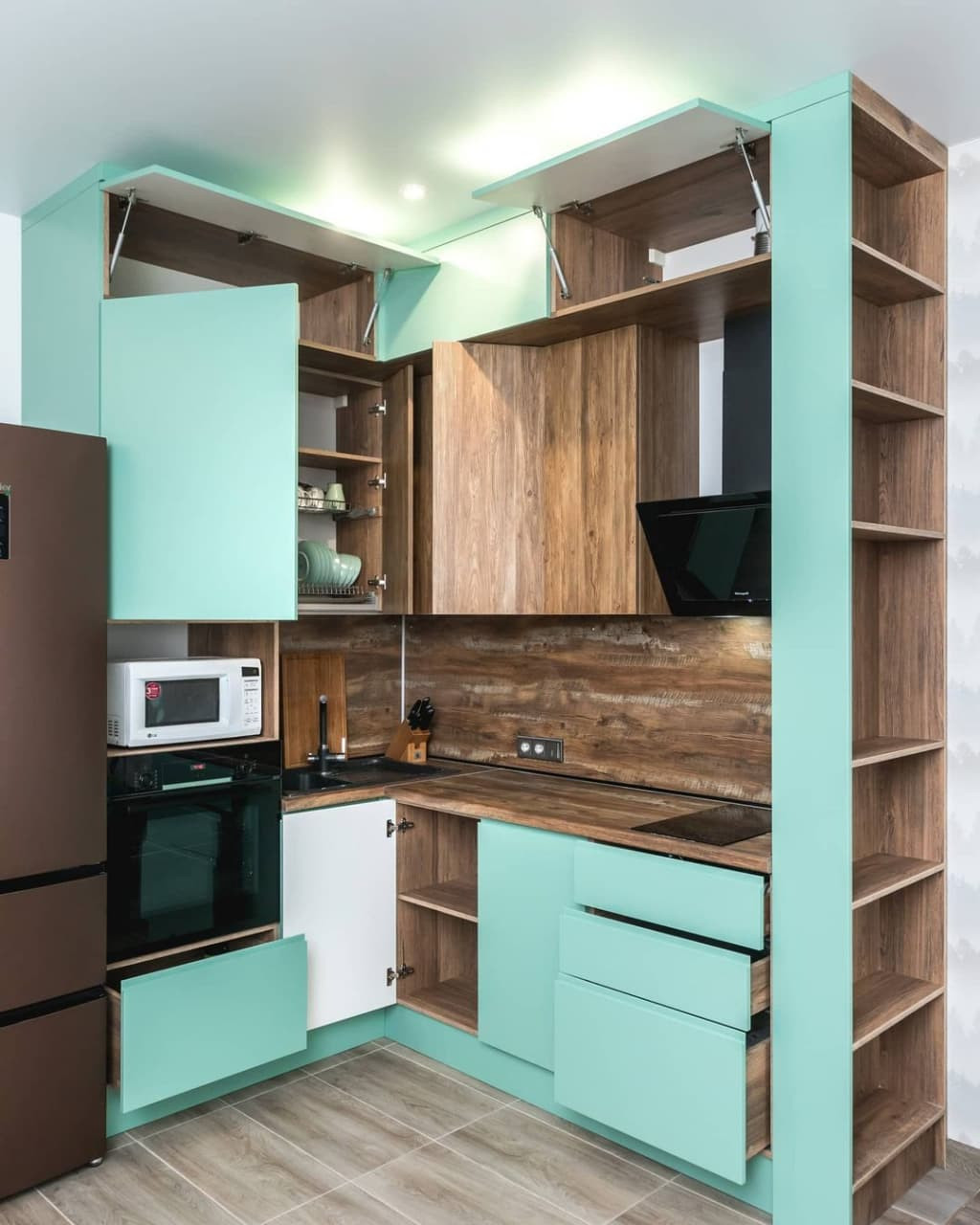 75 Kitchen with Turquoise Cabinets Ideas You'll Love - January, 2024