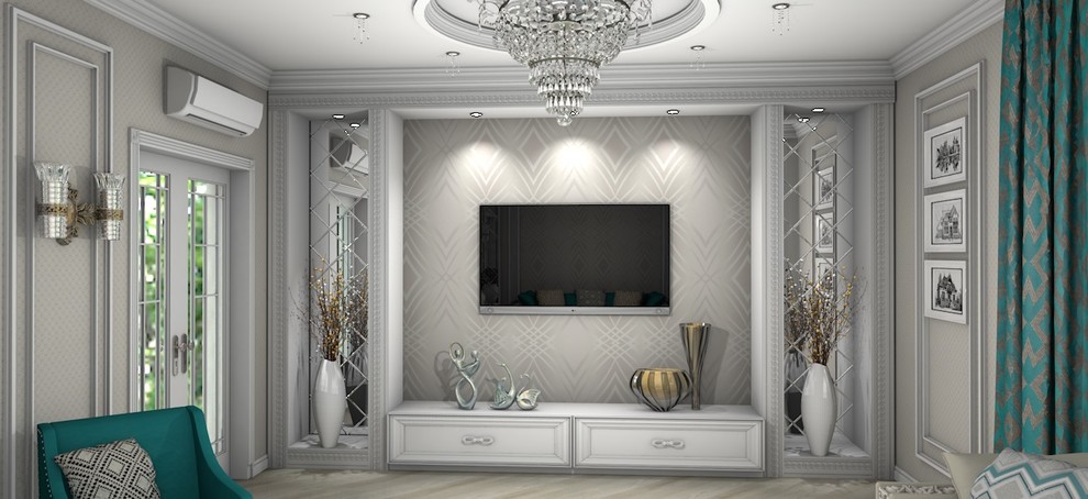 Гостиная с элементам классического стиля