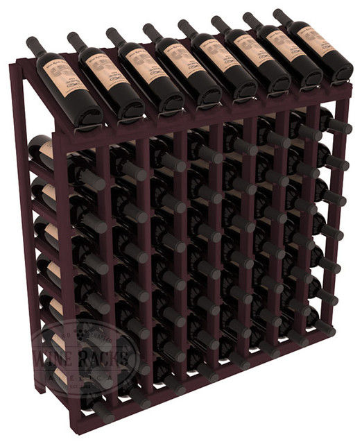64-Bottle Display Top Wine Rack, Redwood, Burgundy Stain