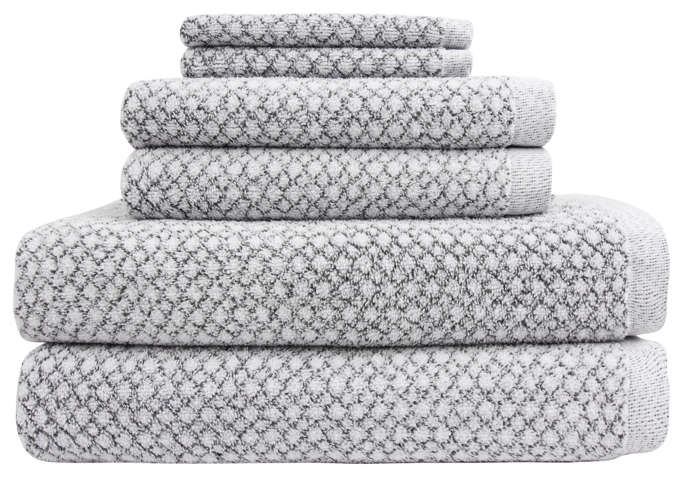 Chip Dye Bath Towel 6Piece Bath Towel Set, Marble Modern Bath