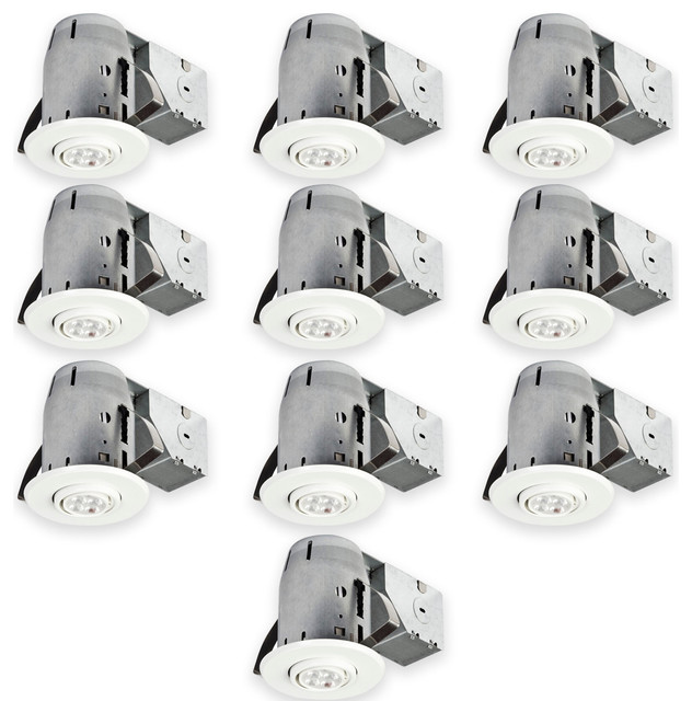 3" White LED Swivel Recessed Lighting Kit (10Pack) Contemporary