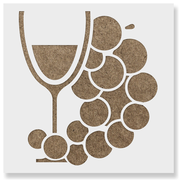 Wine Glass Grapes Stencil On Reusable Mylar For Crafts Contemporary Wall Stencils By wine-glass-grapes-stencil-on-reusable-mylar-for-crafts-contemporary-wall-stencils-by