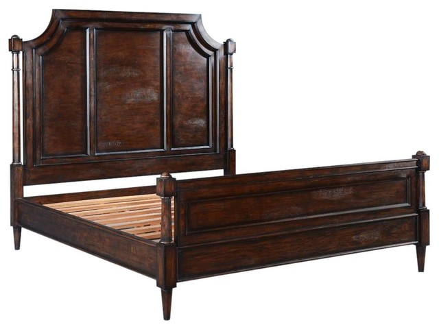 Bed Grayson King Dark Rustic Pecan Solid Wood Old World Distressing