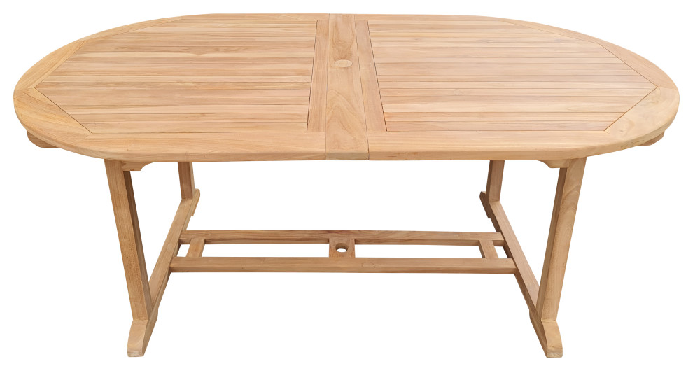 Seven Seas Teak Alexandra Teak Wood Oval Double Extension Table, 71 to