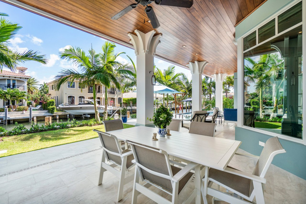 Coastal Custom Home Build Boca Raton Bord de Mer Terrasse et