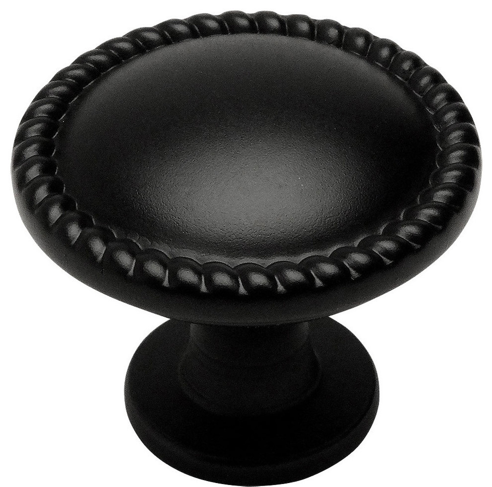Cosmas 4115FB Flat Black Rope Knob Traditional And