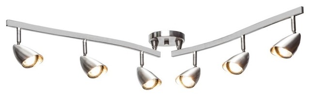 Grayson 6 Light Brushed Steel Adjule S Shape Track Lighting Grayson 6 Light Brushed Steel Adjule S Shape Track Lighting Bulbs Included