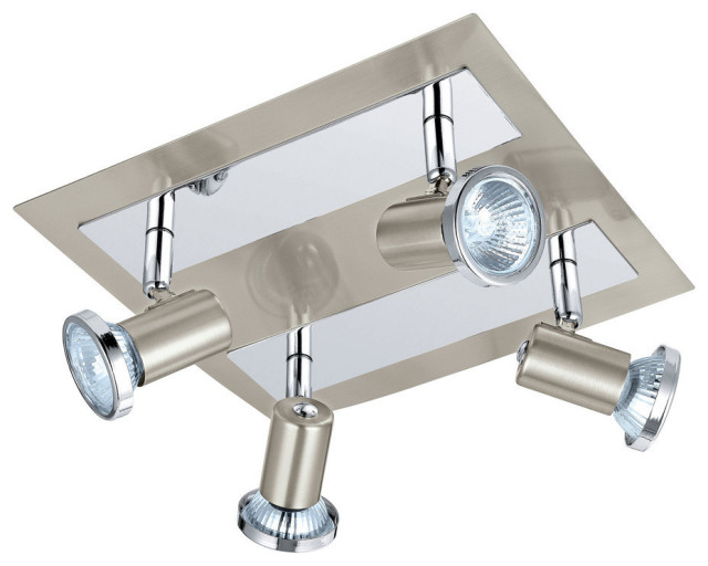 4X50W Square Ceiling Track Light, Matte Nickel & Chrome Finish