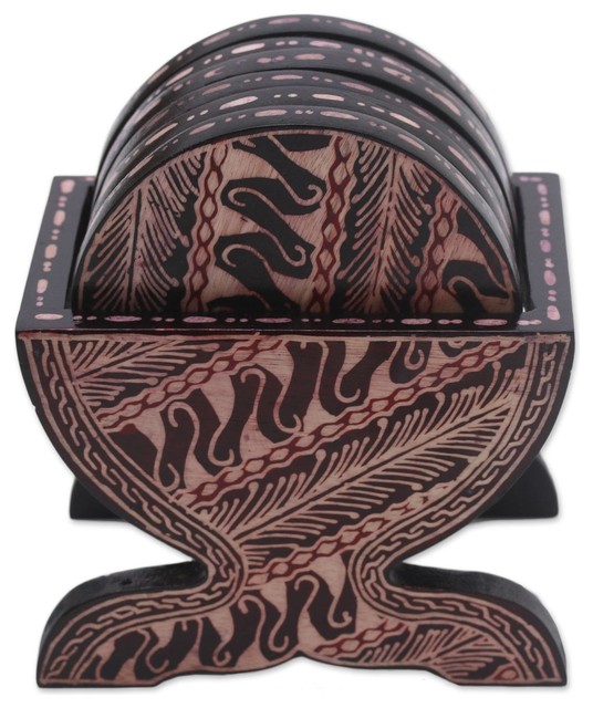 Parang Wood Batik Coasters, 6-Piece Set