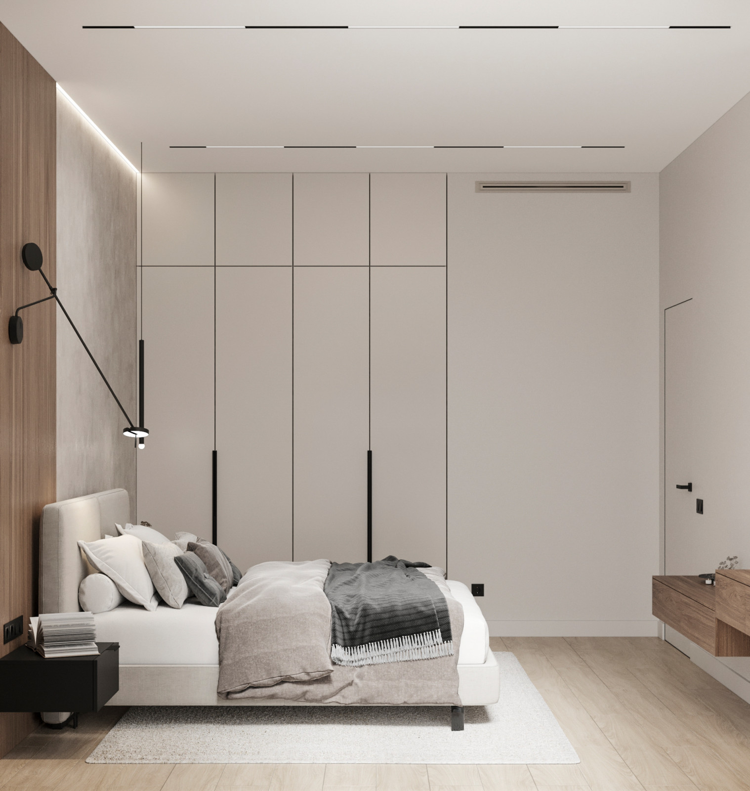 Стильный интерьер коттеджа с женской и мужской спальнями